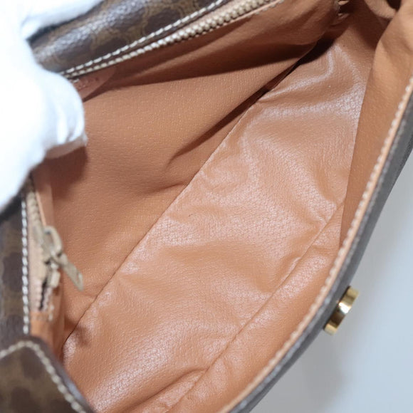 CELINE Macadam Canvas Shoulder Bag PVC Leather Brown Gold Auth 132889