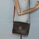 CELINE Macadam Canvas Shoulder Bag PVC Leather Brown Gold Auth 132889-20