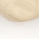 Salvatore Ferragamo Gancini Handtas Leer Ivoor Zilver Auth 132891-15