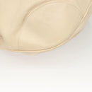 Salvatore Ferragamo Gancini Handtas Leer Ivoor Zilver Auth 132891-16