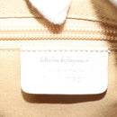 Salvatore Ferragamo Gancini Handtas Leer Ivoor Zilver Auth 132891-12