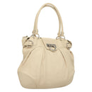 Salvatore Ferragamo Gancini Handtas Leer Ivoor Zilver Auth 132891-1