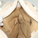 Salvatore Ferragamo Gancini Handtas Leer Ivoor Zilver Auth 132891-20