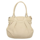 Salvatore Ferragamo Gancini Handtas Leer Ivoor Zilver Auth 132891-2