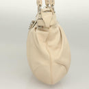 Salvatore Ferragamo Gancini Handtas Leer Ivoor Zilver Auth 132891-3