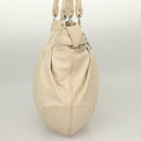 Salvatore Ferragamo Gancini Handtas Leer Ivoor Zilver Auth 132891-4