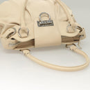 Salvatore Ferragamo Gancini Handtas Leer Ivoor Zilver Auth 132891-6