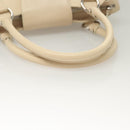 Salvatore Ferragamo Gancini Handtas Leer Ivoor Zilver Auth 132891-7