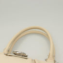 Salvatore Ferragamo Gancini Handtas Leer Ivoor Zilver Auth 132891-8