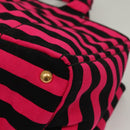 PRADA Canapa GM Hand Bag Canvas Black Pink gold Auth 132892-11