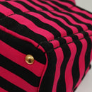 PRADA Canapa GM Hand Bag Canvas Black Pink gold Auth 132892-13