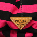 PRADA Canapa GM Hand Bag Canvas Black Pink gold Auth 132892-14