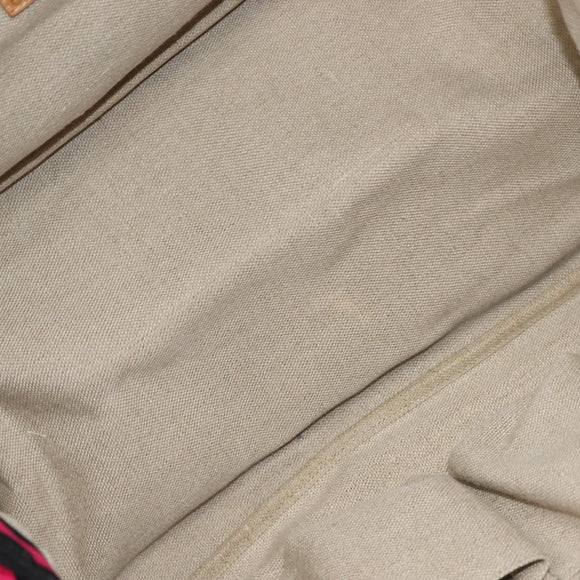 PRADA Canapa GM Hand Bag Canvas Black Pink gold Auth 132892