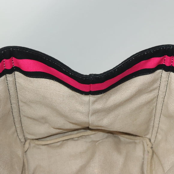 PRADA Canapa GM Hand Bag Canvas Black Pink gold Auth 132892