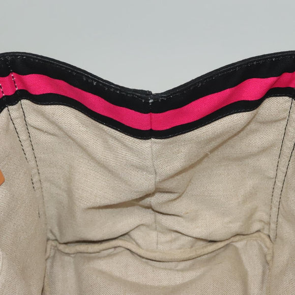 PRADA Canapa GM Hand Bag Canvas Black Pink gold Auth 132892