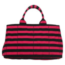 PRADA Canapa GM Hand Bag Canvas Black Pink gold Auth 132892-3