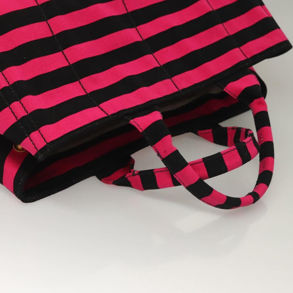 PRADA Canapa GM Hand Bag Canvas Black Pink gold Auth 132892