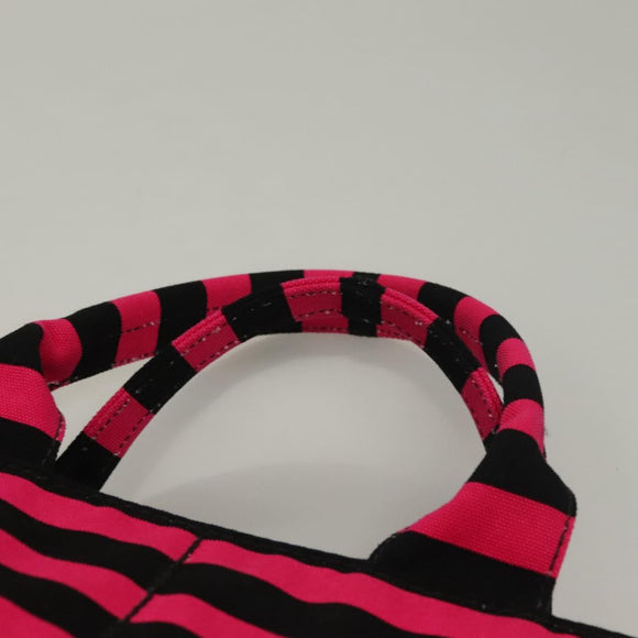 PRADA Canapa GM Hand Bag Canvas Black Pink gold Auth 132892