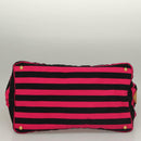 PRADA Canapa GM Hand Bag Canvas Black Pink gold Auth 132892-9