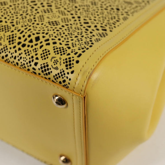 Salvatore Ferragamo Vala Chain Bag Leather 2way Yellow Gold Auth 132893V