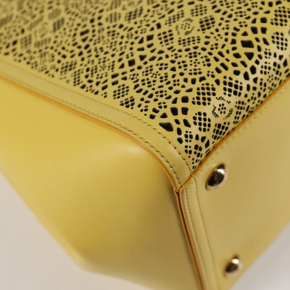 Salvatore Ferragamo Vala Chain Bag Leather 2way Yellow Gold Auth 132893V