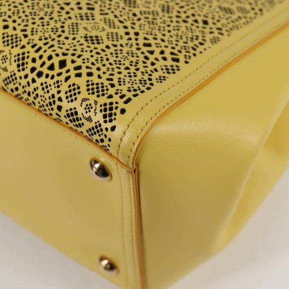 Salvatore Ferragamo Vala Chain Bag Leather 2way Yellow Gold Auth 132893V