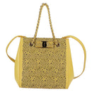 Salvatore Ferragamo Vala Chain Bag Leather 2way Yellow Gold Auth 132893V-13