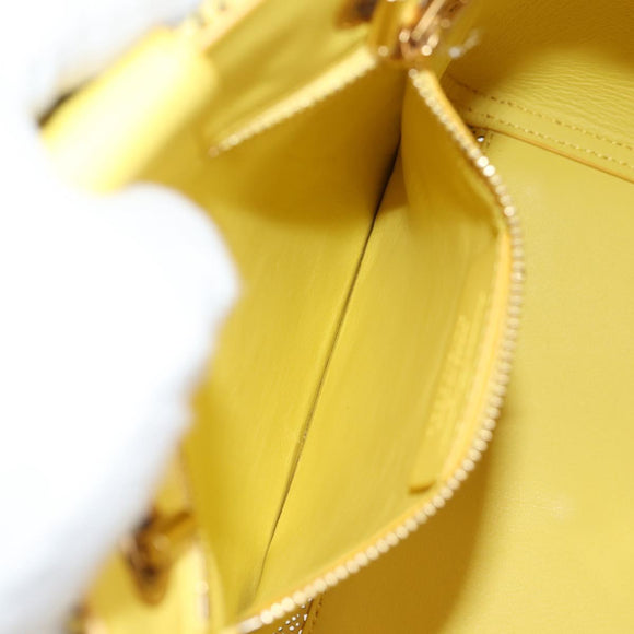 Salvatore Ferragamo Vala Chain Bag Leather 2way Yellow Gold Auth 132893V