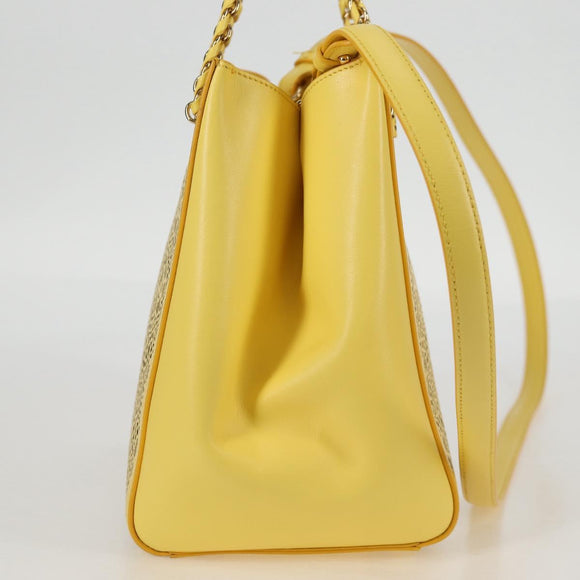 Salvatore Ferragamo Vala Chain Bag Leather 2way Yellow Gold Auth 132893V