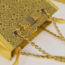 Salvatore Ferragamo Vala Chain Bag Leather 2way Yellow Gold Auth 132893V-6