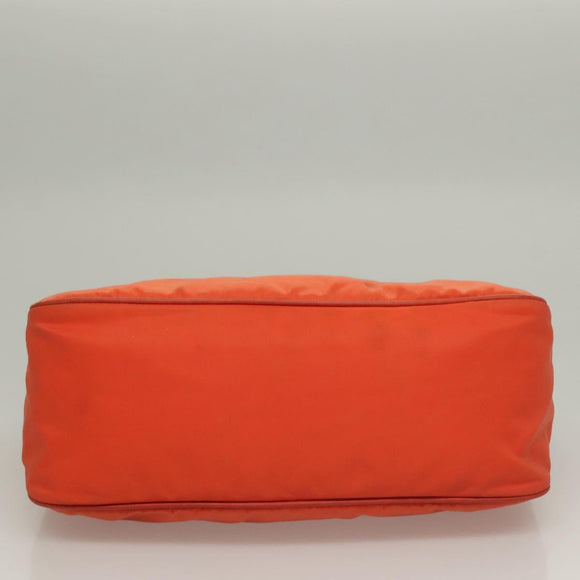 PRADA Shoulder Bag Nylon Orange Silver Auth 132897V