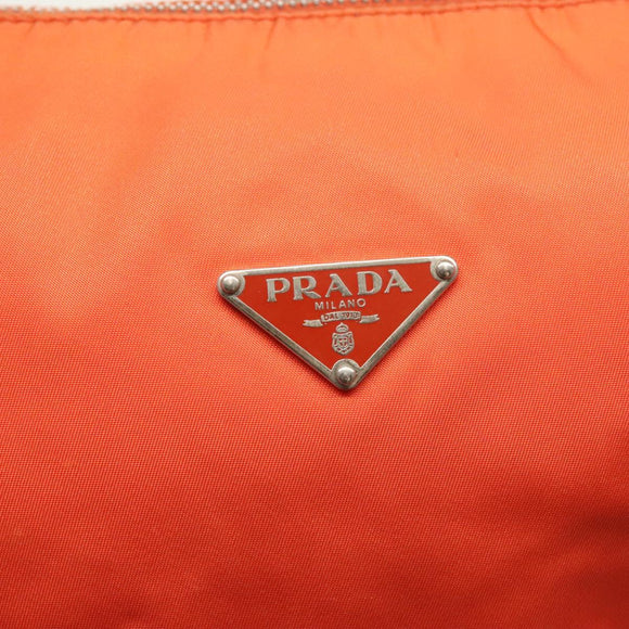 PRADA Shoulder Bag Nylon Orange Silver Auth 132897V