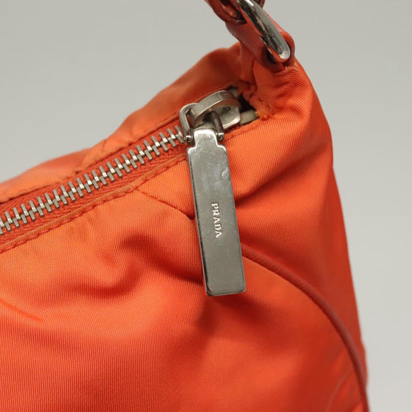 PRADA Shoulder Bag Nylon Orange Silver Auth 132897V