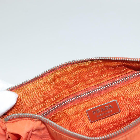 PRADA Shoulder Bag Nylon Orange Silver Auth 132897V