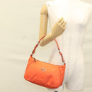 PRADA Shoulder Bag Nylon Orange Silver Auth 132897V-26