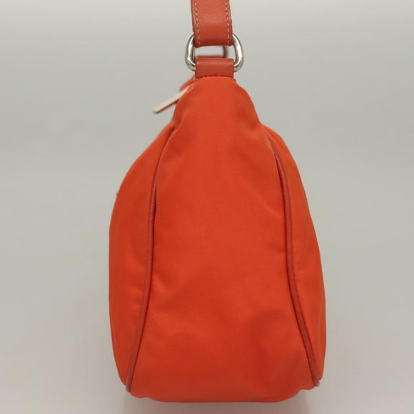 PRADA Shoulder Bag Nylon Orange Silver Auth 132897V