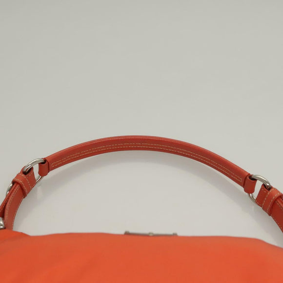 PRADA Shoulder Bag Nylon Orange Silver Auth 132897V