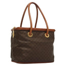 CELINE Macadam Canvas Hand Bag PVC Leather Brown Gold Auth 132898-1