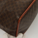 CELINE Macadam Canvas Hand Bag PVC Leather Brown Gold Auth 132898-12