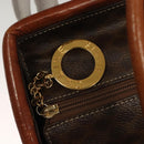 CELINE Macadam Canvas Hand Bag PVC Leather Brown Gold Auth 132898-14