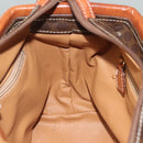 CELINE Macadam Canvas Hand Bag PVC Leather Brown Gold Auth 132898-17