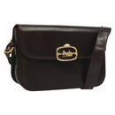 CELINE Shoulder Bag Leather Brown Gold Auth 132899-1