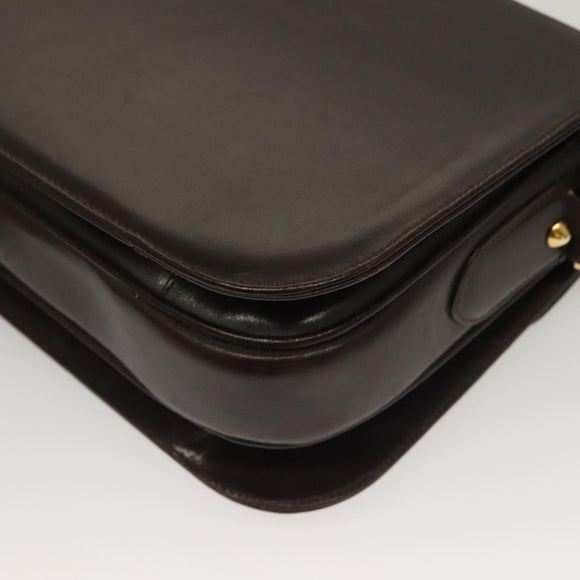 CELINE Shoulder Bag Leather Brown Gold Auth 132899