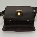 CELINE Shoulder Bag Leather Brown Gold Auth 132899-11