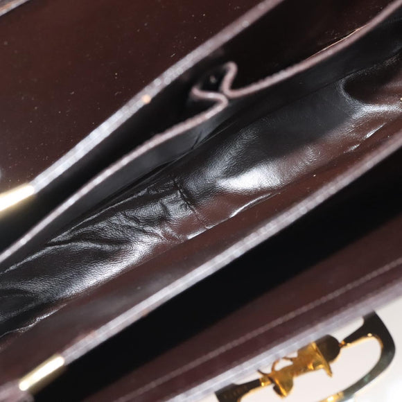 CELINE Shoulder Bag Leather Brown Gold Auth 132899