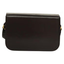 CELINE Shoulder Bag Leather Brown Gold Auth 132899-2