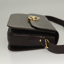 CELINE Shoulder Bag Leather Brown Gold Auth 132899-3