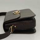 CELINE Shoulder Bag Leather Brown Gold Auth 132899-4