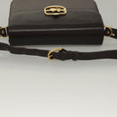 CELINE Shoulder Bag Leather Brown Gold Auth 132899-7