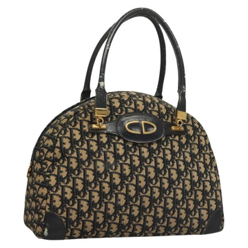 Christian Dior Trotter Canvas Hand Bag Navy Gold Auth 132902